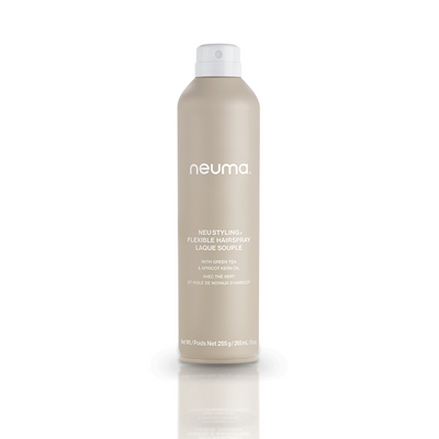 Neuma Neu Styling Flexible Hairspray bottle with medium hold, humidity control, and a lavender, mandarin, vanilla aroma.