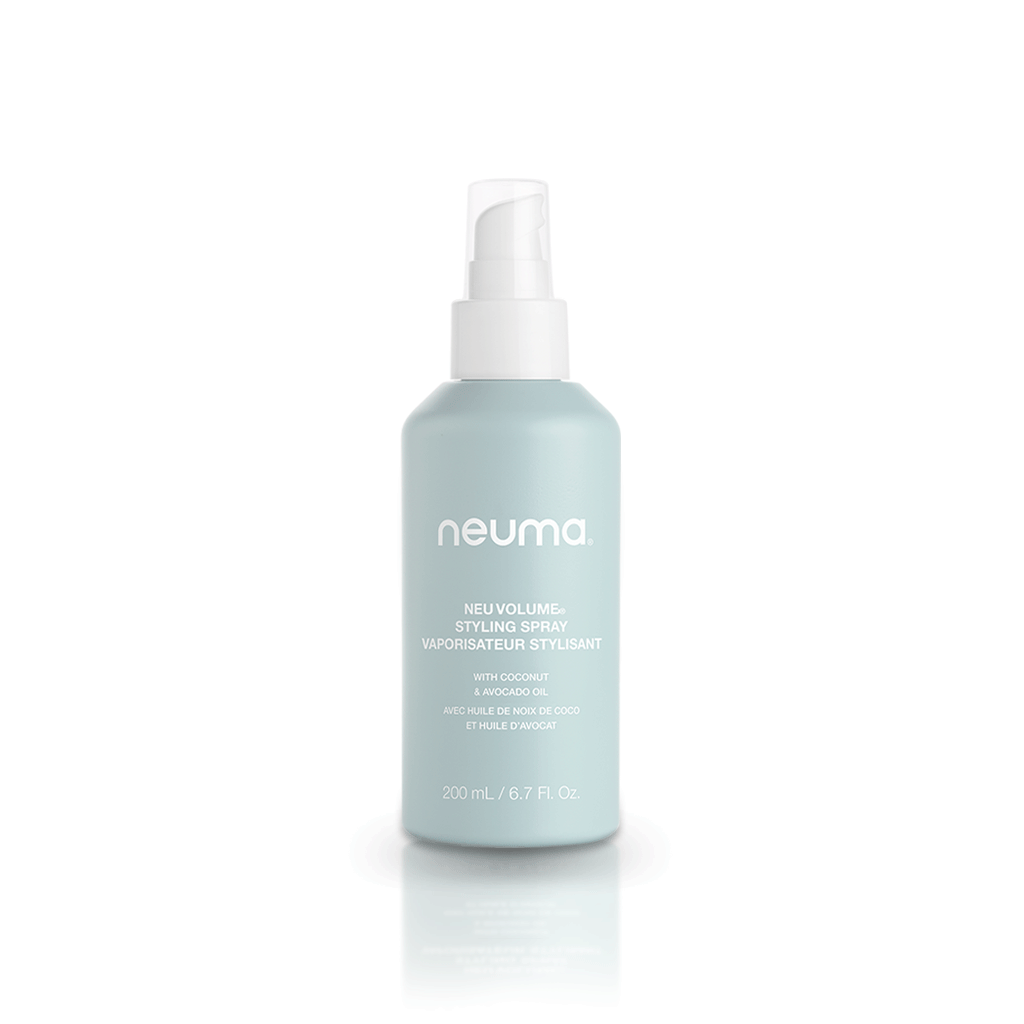 NEUMA Neu Volume Styling Spray bottle, lightweight volume booster for body, bounce, and shine, 200 mL size.