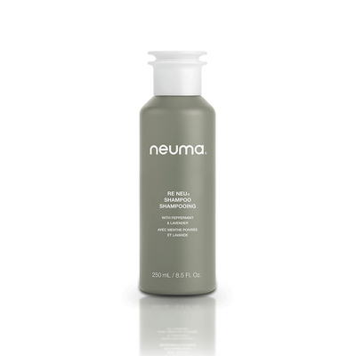 Re Neu Clarifying Shampoo bottle with peppermint and vanilla aroma, 250ml, sulfate-free for gentle cleansing.