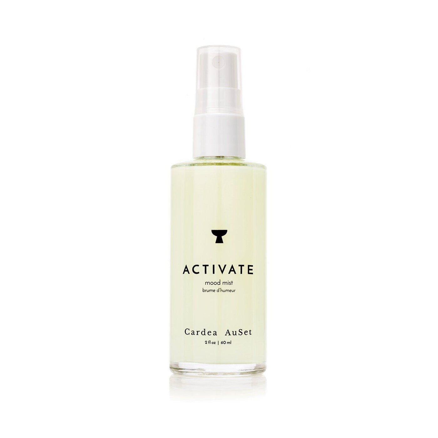 Activate mood mist spray bottle by Cardea AuSet, 60ml, green wellness product for enhancing mood