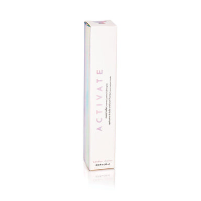 "Activate skincare serum packaging box on white background"