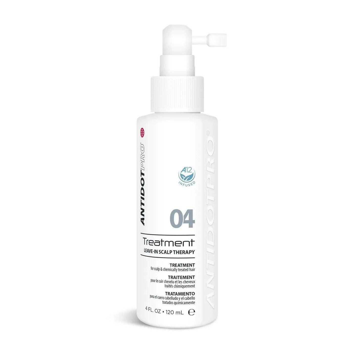 AntidotPro 04 Leave-In Scalp Therapy Treatment bottle for effective scalp care and dermatitis relief, 120ML.