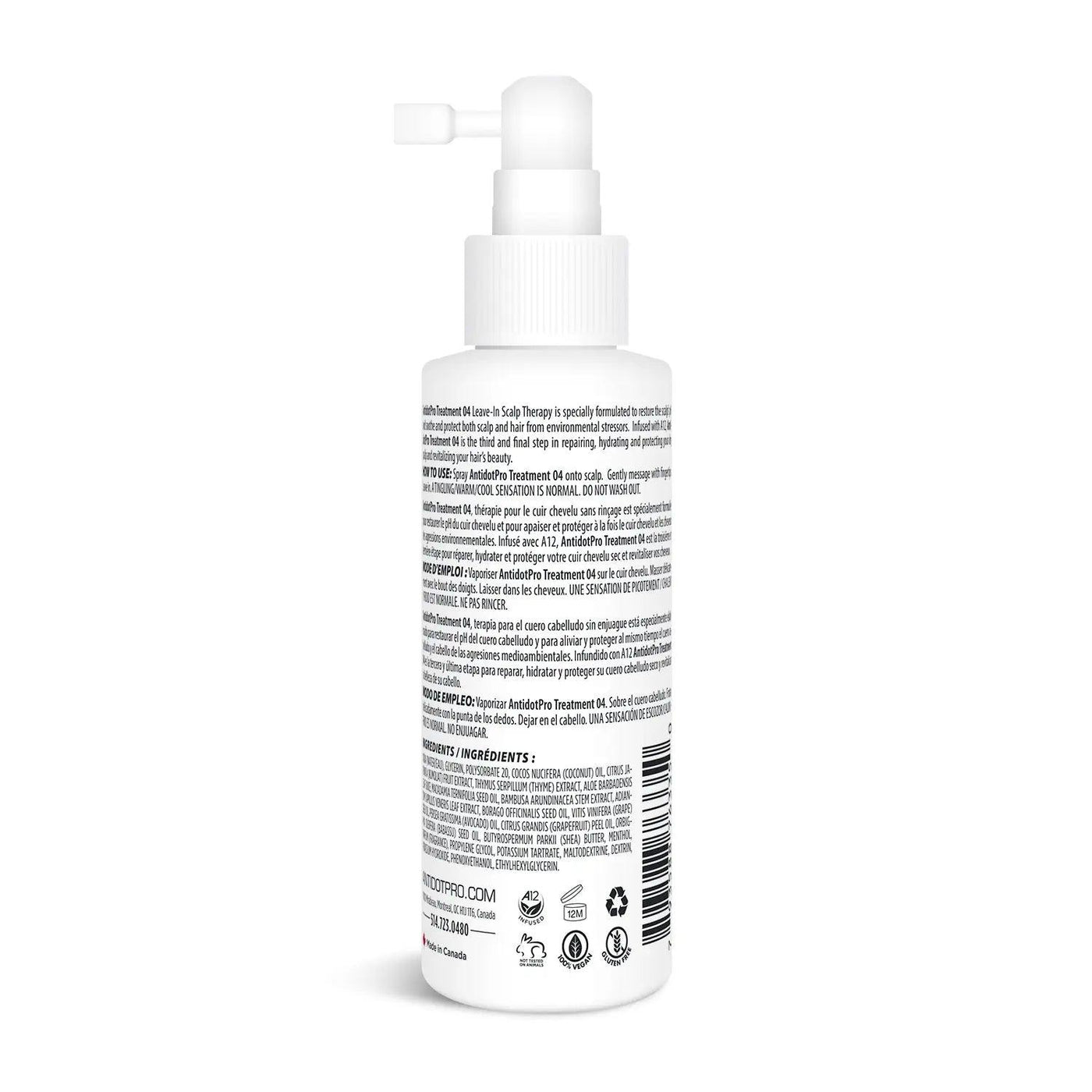 AntidotPro Scalp Treatment Kit bottle showing detailed product information and usage directions on the back label.