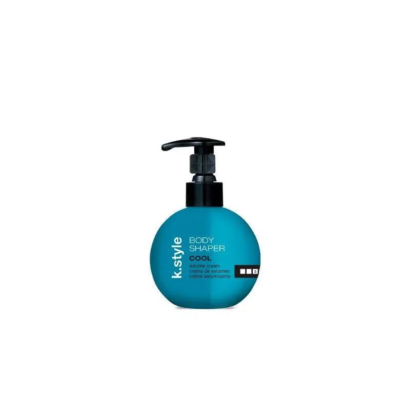 K.Style Body Shaper Volume Cream in a blue pump bottle for added body, texture, and shine with floral jasmine fragrance.