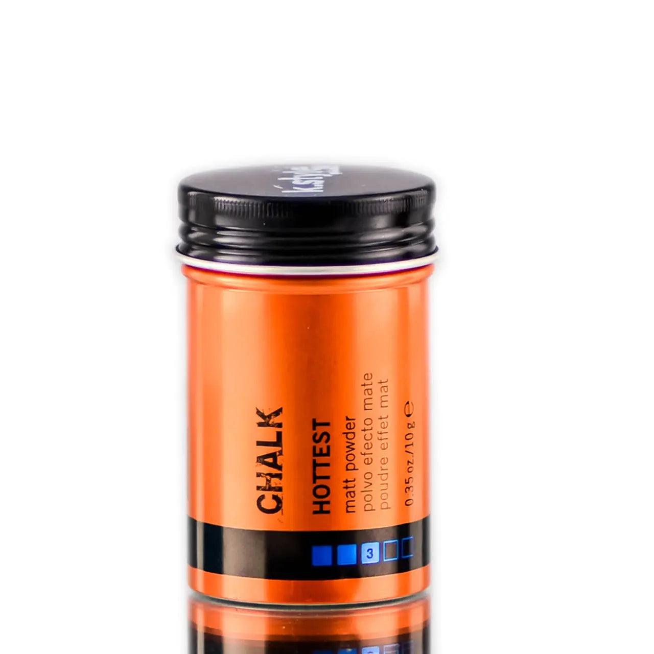 Chalk Matt Powder for extra volume and texture, fragrance-free with a matte finish, suitable for all hair types.
