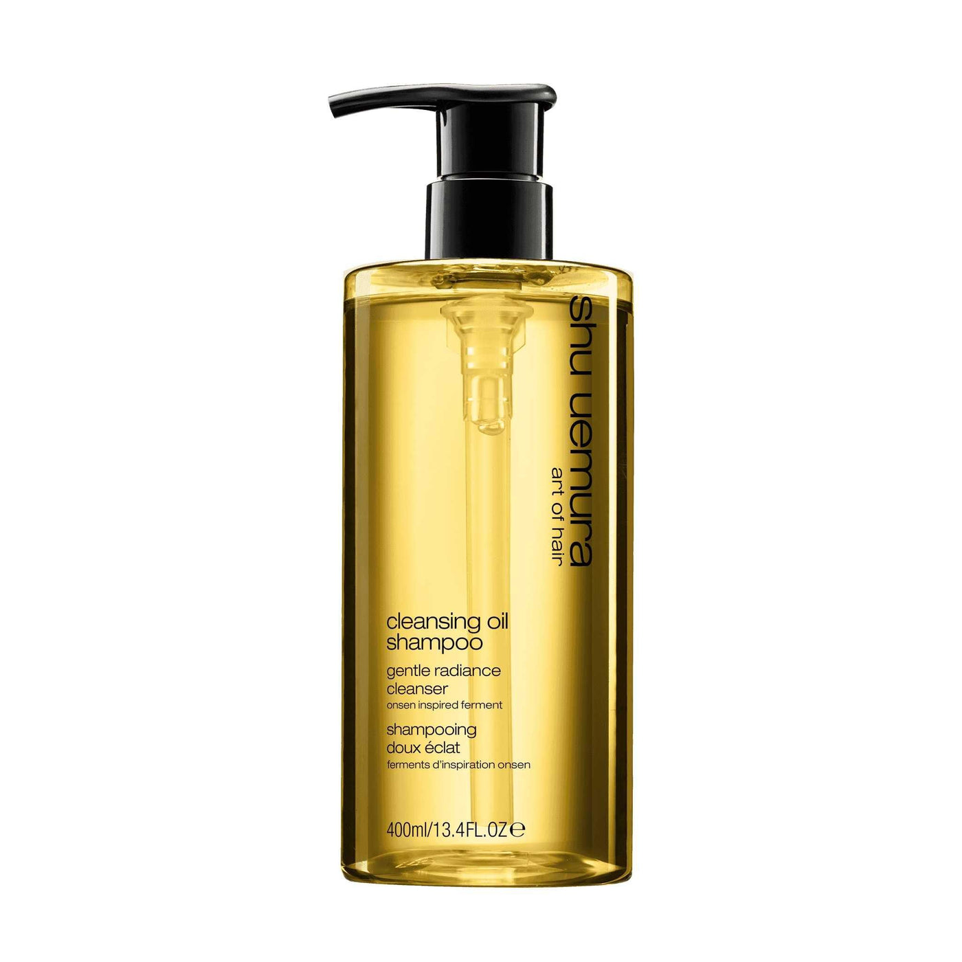 Shu Uemura Cleansing Oil Shampoo in a sleek bottle, designed for gentle cleansing and nourishment. Suitable for all hair types.