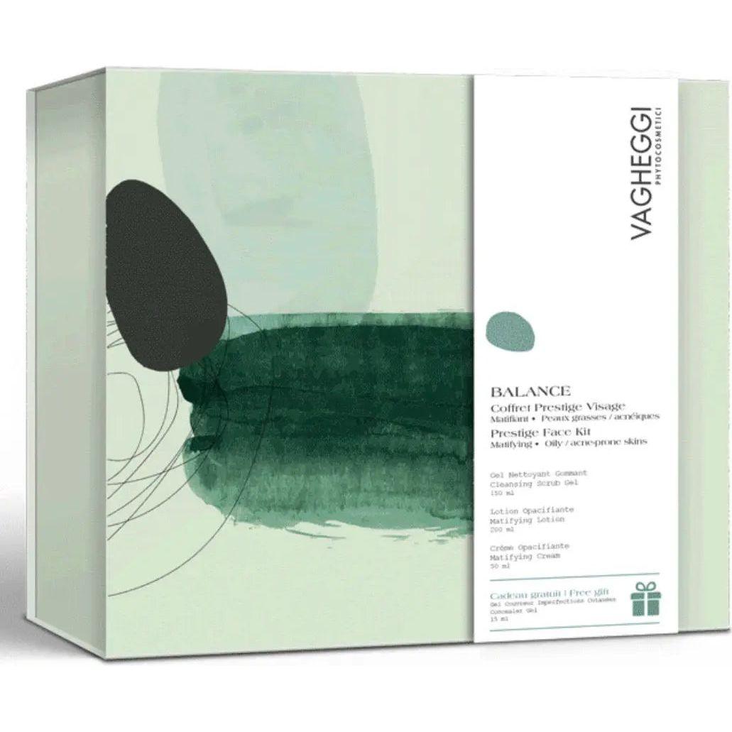 Coffret Balance by Vagheggi, featuring products for mattifying and opacifying oily/acne-prone skin.