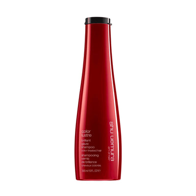 Shu Uemura Color Lustre Shampoo bottle, luxurious shampoo for color-treated hair, enhances vibrancy and prevents fading.