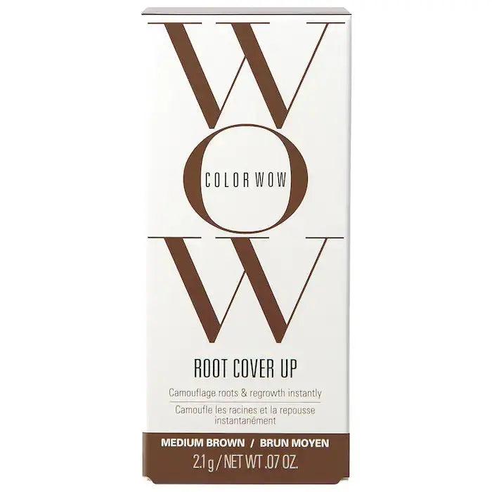 Color Wow Root Coverup Powder box, Medium Brown shade, designed to camouflage roots and thinning hair instantly.