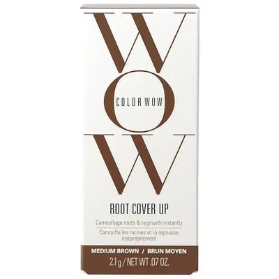 Color Wow Root Coverup Powder box, Medium Brown shade, designed to camouflage roots and thinning hair instantly.