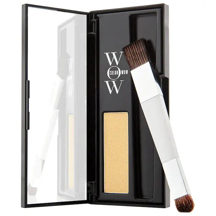 Color Wow Root Coverup Powder in sleek packaging with brush, ideal for covering grays and dark roots effortlessly.