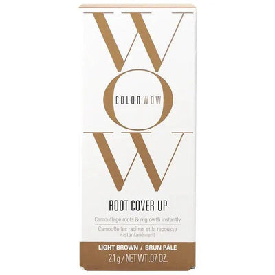 Color Wow Root Cover Up powder packaging in Light Brown, designed for instant gray camouflage and root coverage.