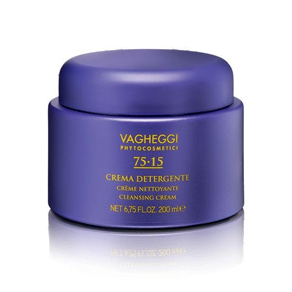 75-15 Cleansing Cream by Vagheggi in a purple jar, 200ml, featuring Cupuaçu butter and passionflower oil for silky skin.