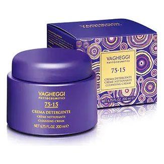 75-15 Cleansing Cream by Vagheggi in a 200ml jar with decorative packaging, ideal for removing impurities and makeup.