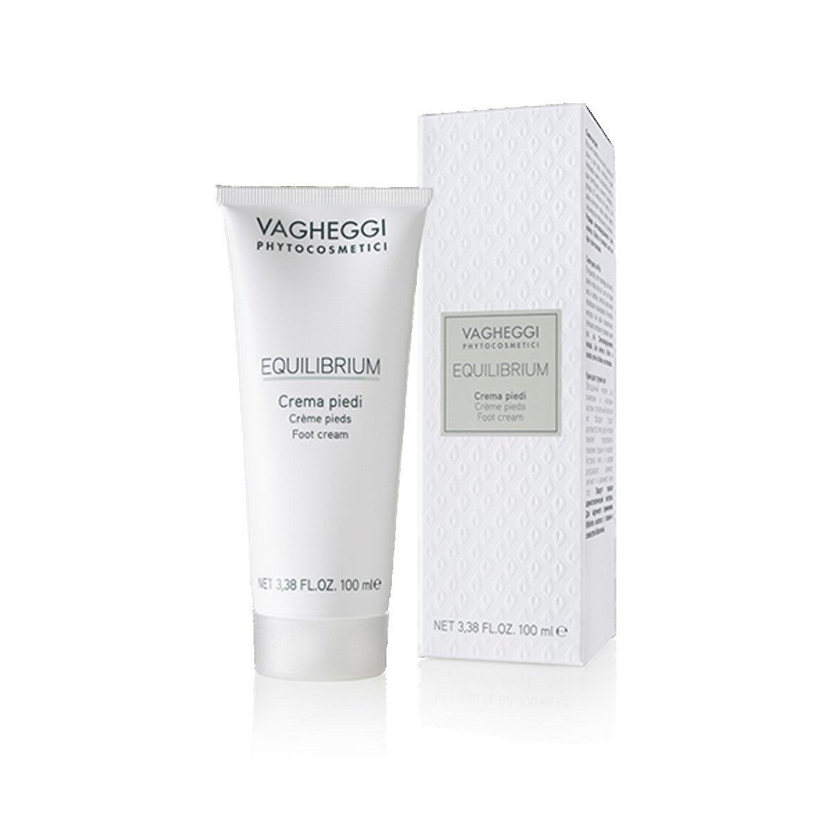 Equilibrium Vegetable Foot Cream tube with packaging, enriched with shea butter, olive oil, and coconut for foot nourishment.