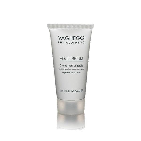 Equilibrium Vegetable Hand Cream by Vagheggi in 50ml tube, nourishing formula with shea butter and natural extracts.