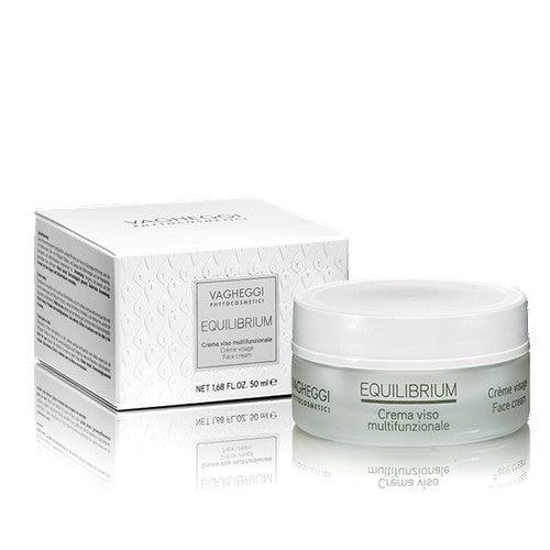 Equilibrium Face Cream by Vagheggi in a small jar with a white box, promoting healthy and youthful skin.