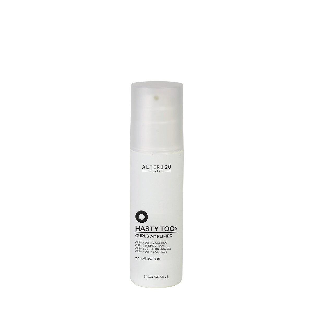 Hasty Too Curls Amplifier, a lightweight product that amplifies curls, improves hold, and hydrates for soft, natural-looking hair.