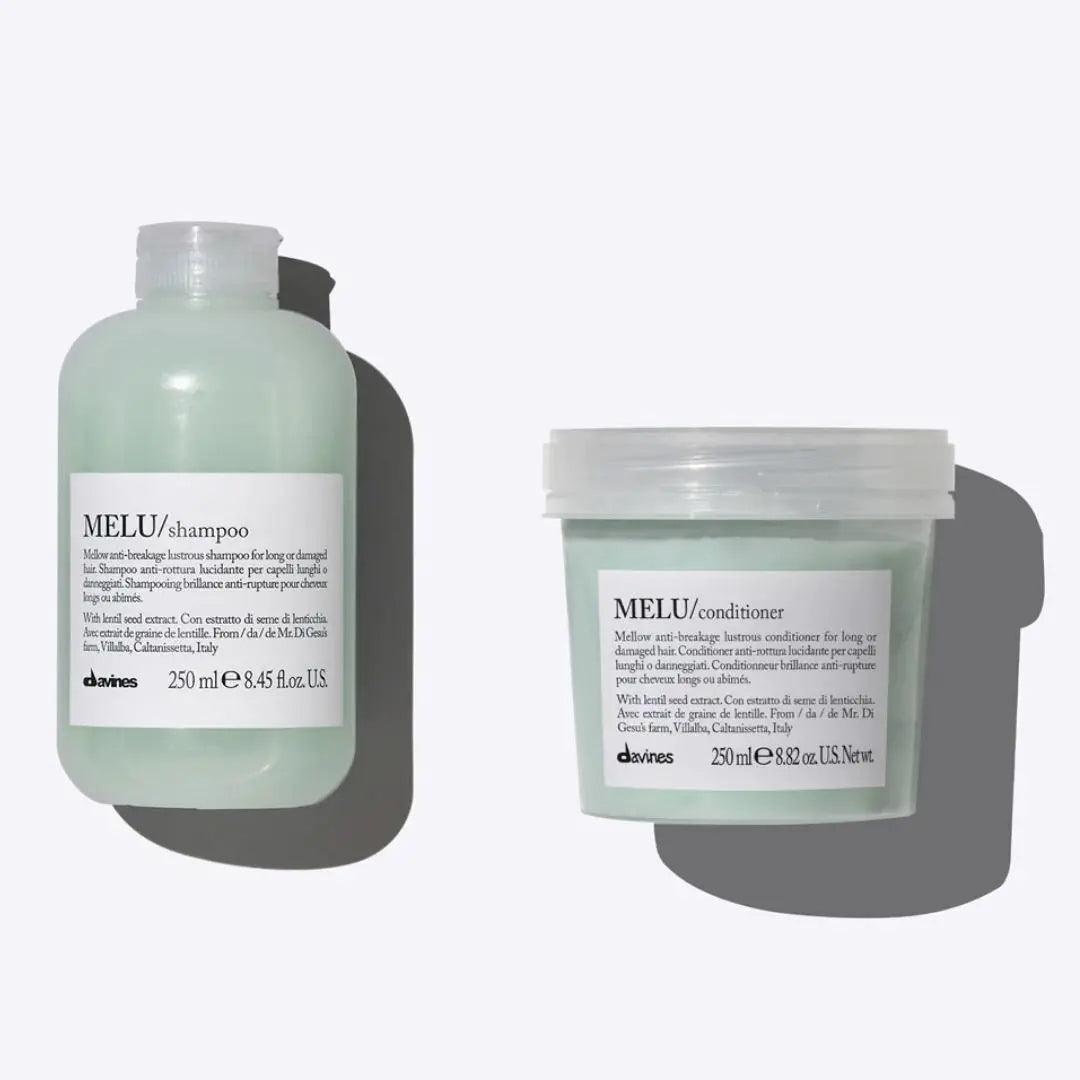 Davines Melu Shampoo and Conditioner Duo 250ml for long, damaged hair, anti-breakage and moisturizing formula.