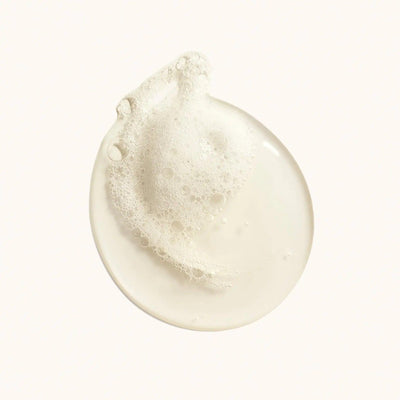 Pearlescent bubble lather of Desertland Replenishing Body Wash on a light background.
