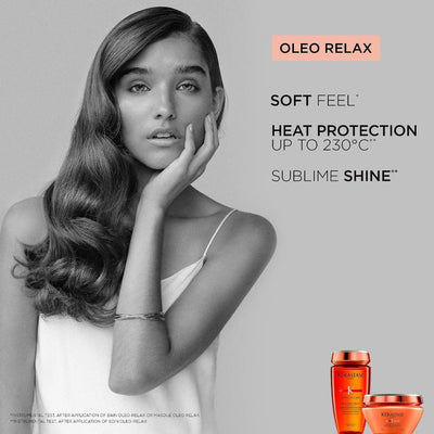 Kérastase Discipline Oléo-Relax Control-In-Motion Oil, leaving hair soft with heat protection and sublime shine.
