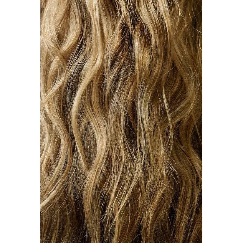 Long wavy blonde hair texture close-up