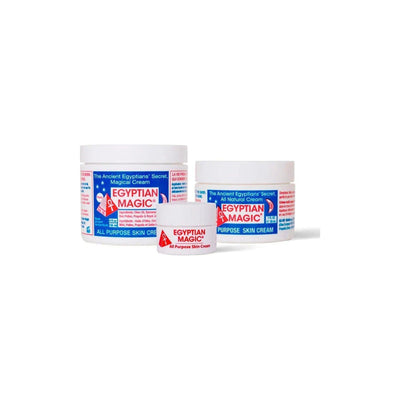 Egyptian Magic all-purpose skin cream jars for natural skin care and healing.
