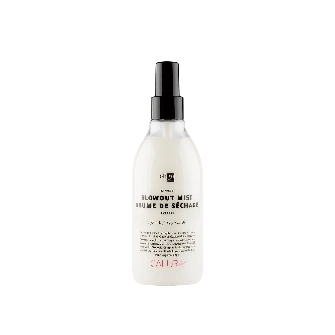 Express Blowout Mist spray bottle for quick drying and heat protection, vegan and sulfate-free hair care product.