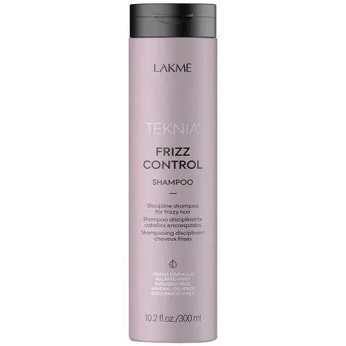 Lakmé Teknia Frizz Control Shampoo bottle for moisturizing and smoothing frizzy hair, 10.2 fl. oz.