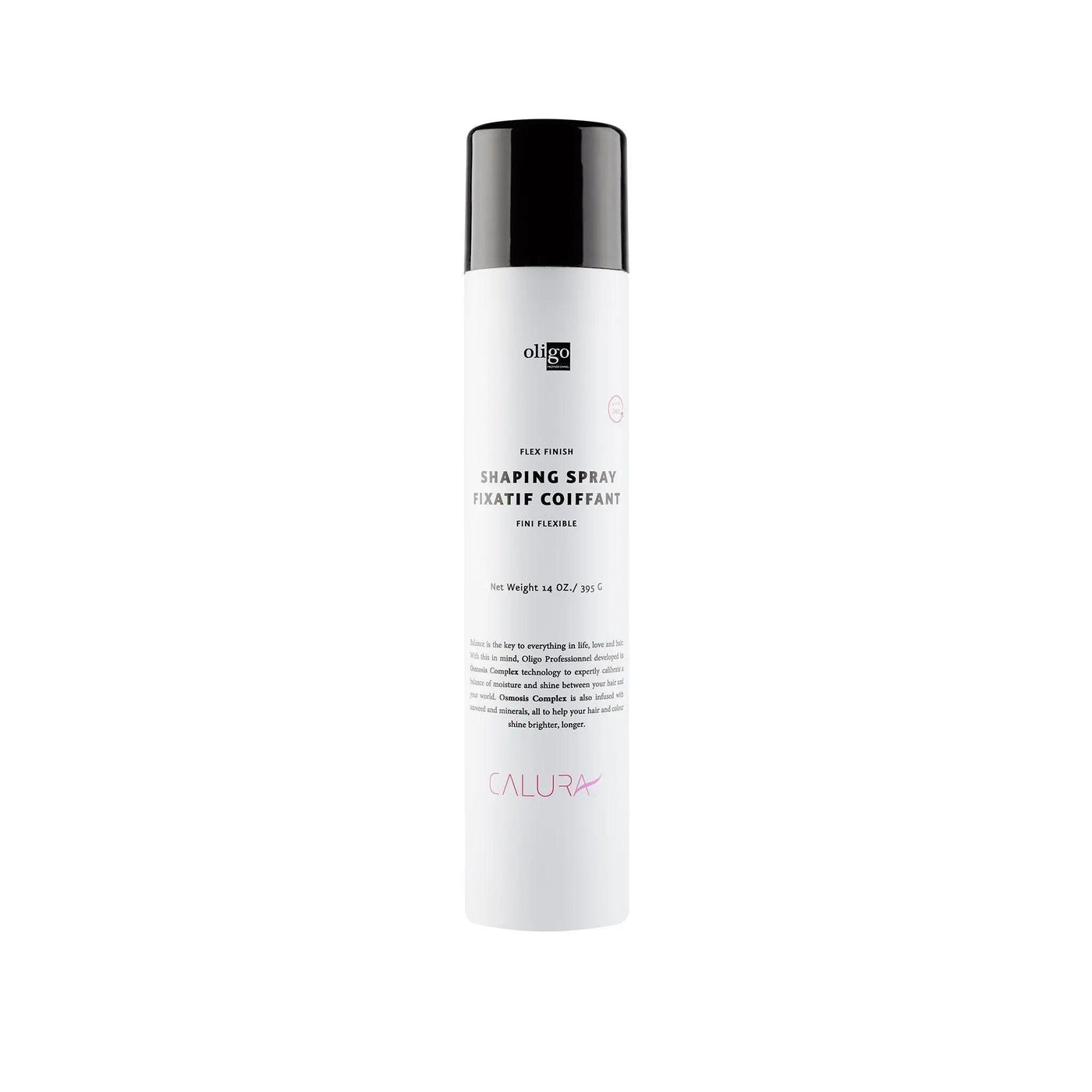 Flex Finish Shaping Spray bottle with black cap for flexible hair styling and ultimate coverage from any angle, vegan and sulfate-free.