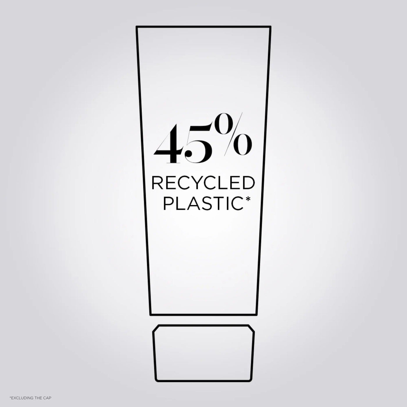 Eco-friendly packaging made of 45% recycled plastic, promoting sustainability and reducing environmental impact.