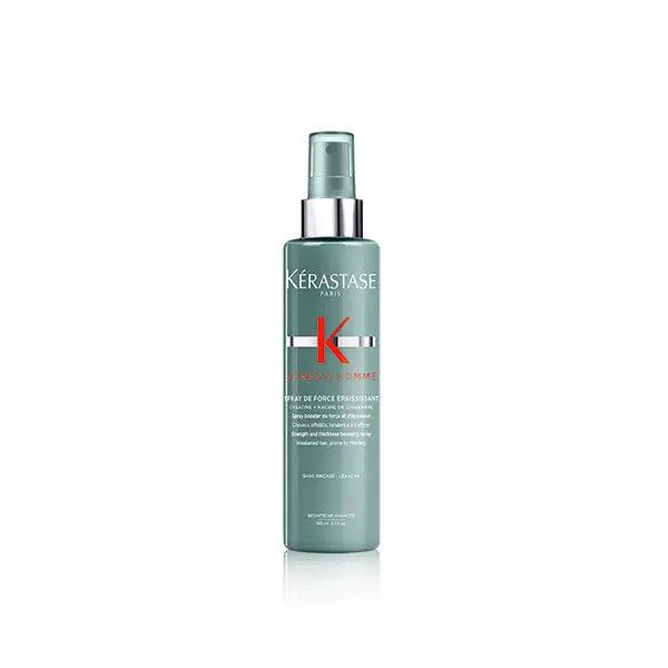 Kérastase Genesis Homme Spray de Force Épaississant for men's thinning hair, fortifying and thickening formula.