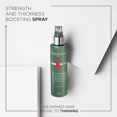 Kérastase Genesis Homme Spray de Force Épaississant for strengthening thinning men's hair with lightweight hold.
