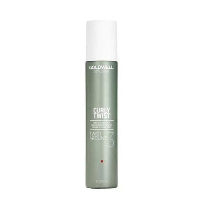 Goldwell Curly Twist Twist Around Curl Styling Spray bottle for enhancing and protecting curls.