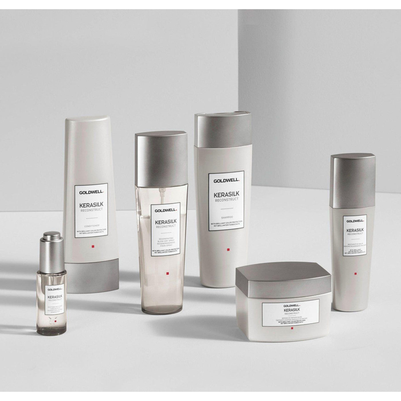 Goldwell Kerasilk hair care products including Intensive Repair Mask, designed for dry and damaged hair restoration.