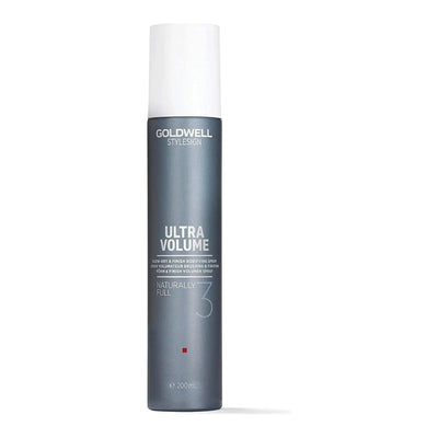 Goldwell StyleSign Ultra Volume Naturally Full Blow-Dry Bodifying Spray bottle for voluminous hair styling and hold.