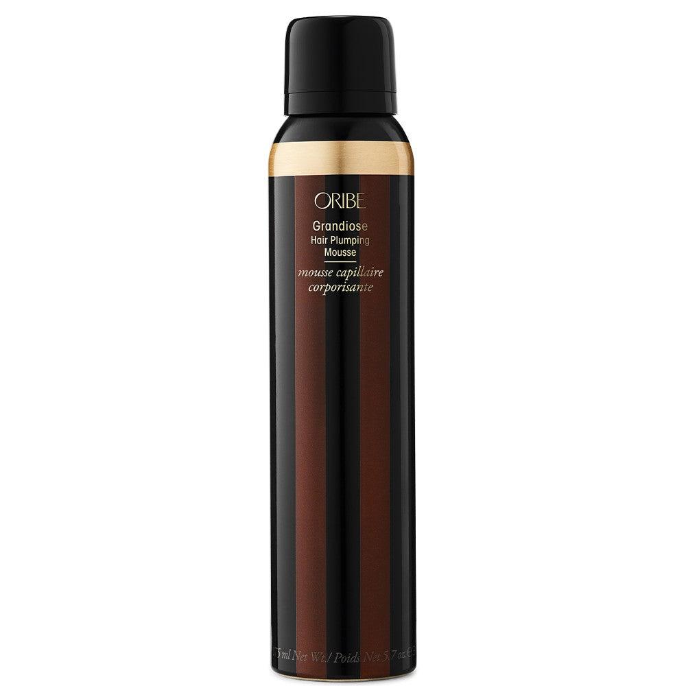 Oribe Grandiose Hair Plumping Mousse bottle for volumizing and thickening hair, premium hair care product.