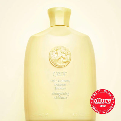 Oribe Hair Alchemy Resilience Shampoo bottle, best of beauty award winner for strengthening weak hair.