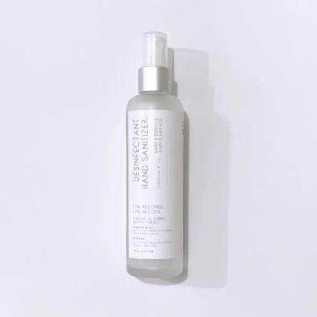 Natural hand sanitizer spray bottle, 3.38 fl oz, 72% alcohol, effective for hands and surfaces, Health Canada approved.
