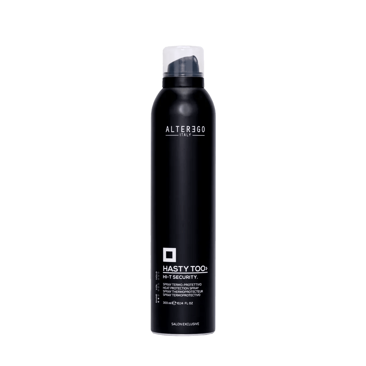 Hi-t Security spray by Alter Ego, providing heat protection and anti-frizz benefits for easy-to-manage hair.