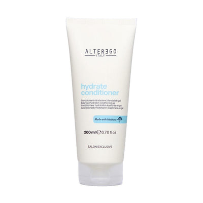 Hydrate Conditioner by Alter Ego, 200ml tube for enhancing hair hydration and softness, free from harmful ingredients.