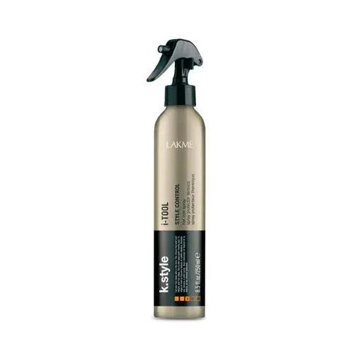 I-tool Protective Heat-styling Spray by Lakme in a sleek bottle, offering heat protection up to 220º with a pliable hold.
