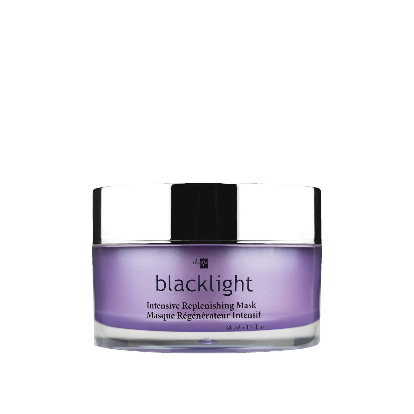 Blacklight Intensive Replenishing Mask in a jar, enriched with amino acids and argan oil for moisturizing and repairing hair.