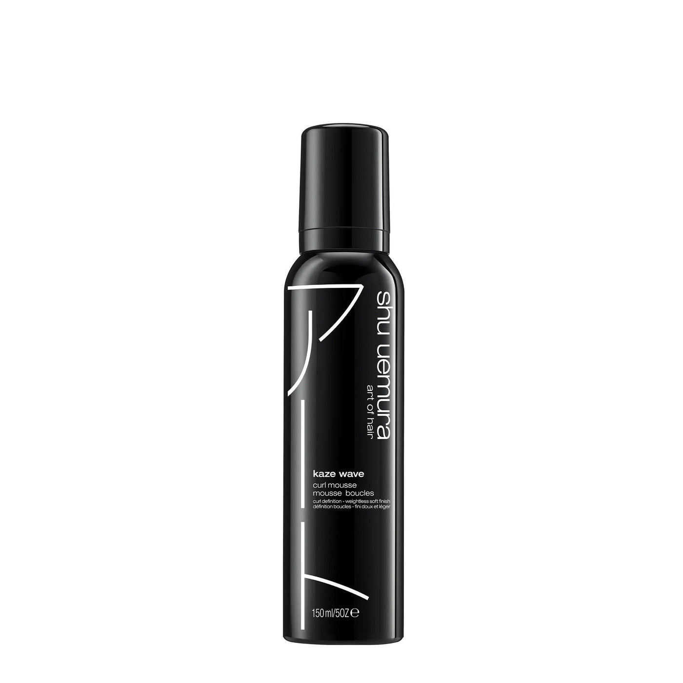 Shu Uemura Kaze Wave hair styling product in a sleek black bottle for natural waves and curls, suitable for all hair types.
