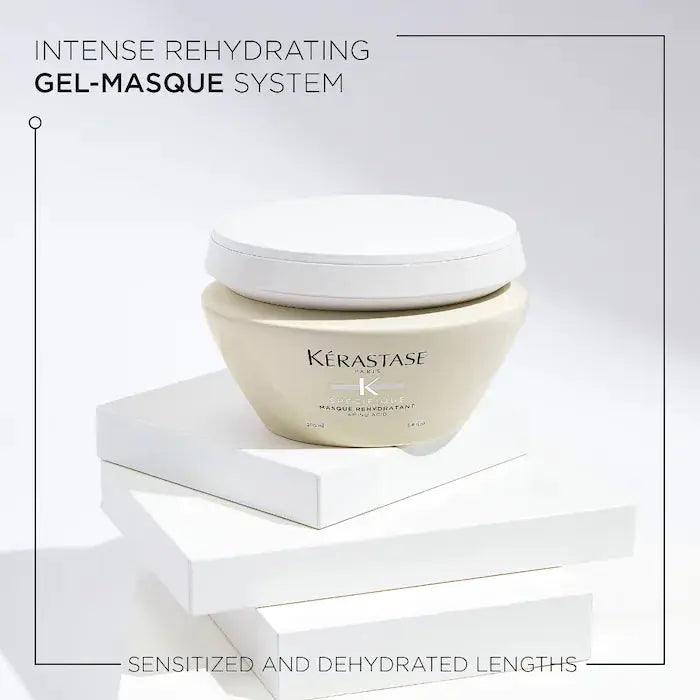 Kérastase Spécifique Masque Réhydratant hair mask on a white background, promoting intense hydration for dry scalps.