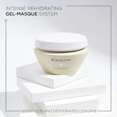 Kérastase Spécifique Masque Réhydratant hair mask on a white background, promoting intense hydration for dry scalps.
