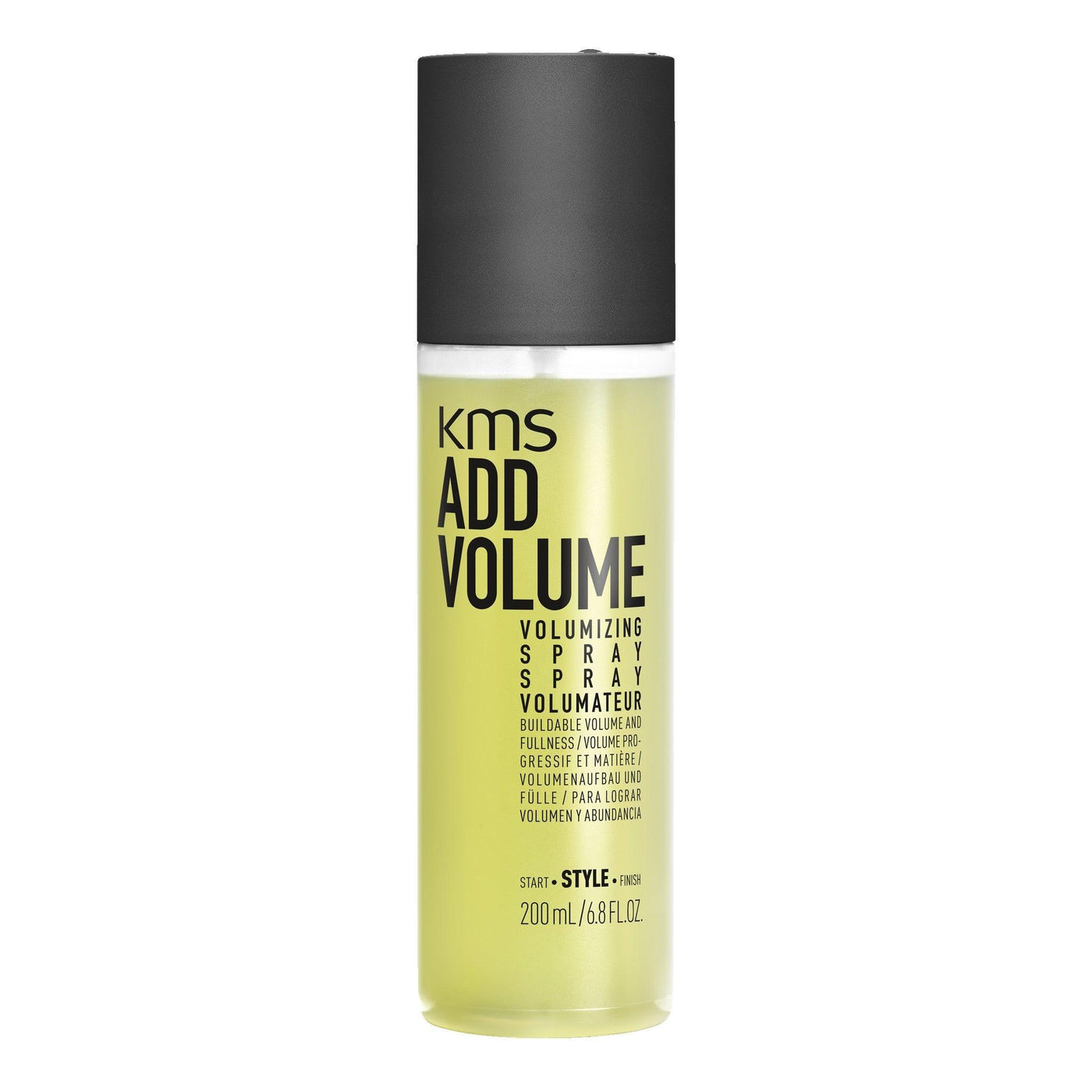 KMS Addvolume Volumizing Spray 200ml bottle for natural volume and lightweight hold for fine hair styles.