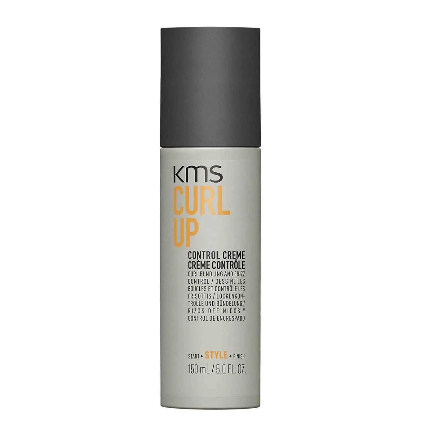 KMS Curlup Control Creme 150ml bottle for shaping curls and reducing frizz, ideal for defined hairstyles.
