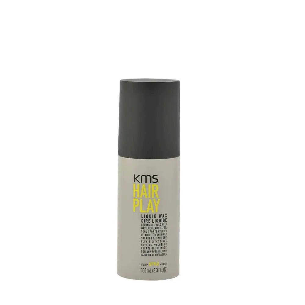 KMS Hairplay Liquid Wax 100ml bottle, providing flexible support and shine for versatile hairstyling.