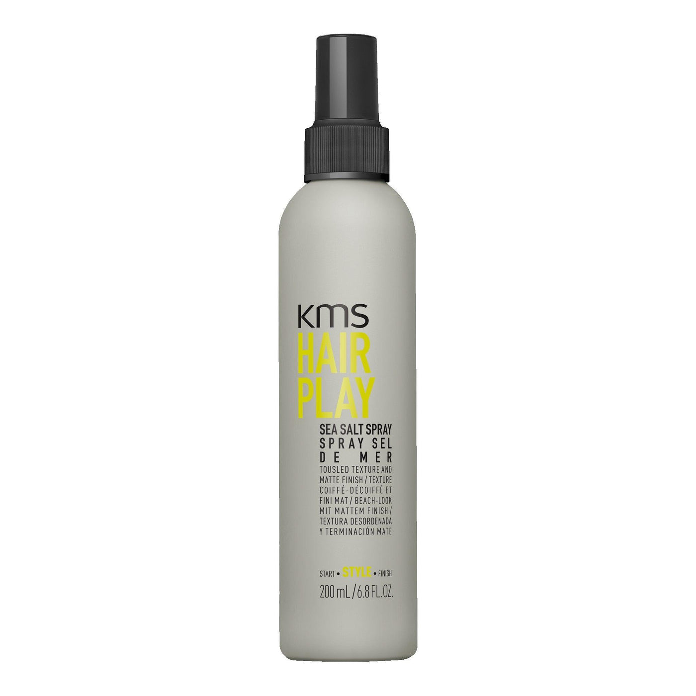 KMS Hairplay Sea Salt Spray 200ml for ocean-like texture, enhancing waves, and providing a matte finish.